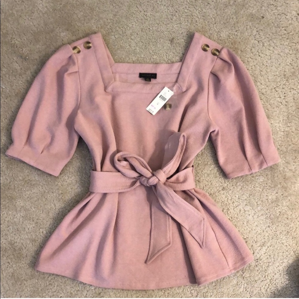 Anthropologie rose bubble sleeve top